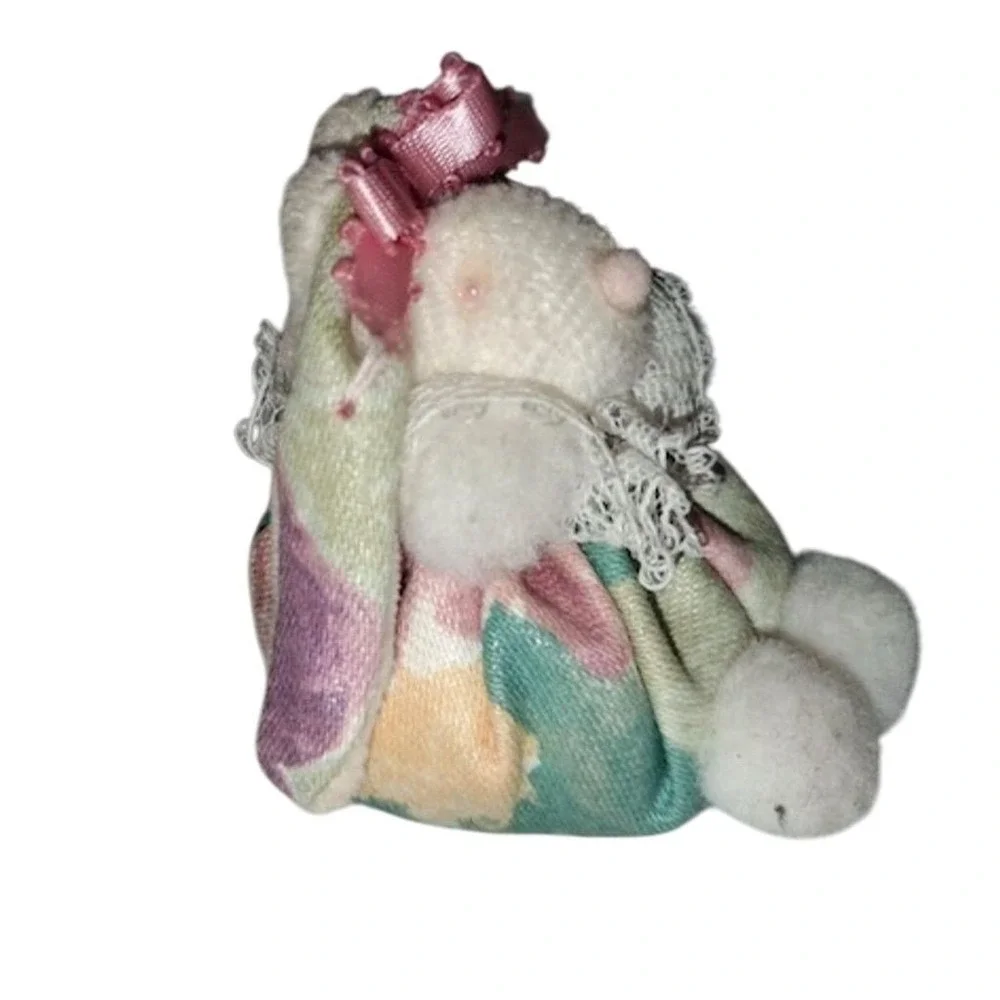 Sheri‎ Nickell 1987 Pink Floral Bunny Rabbit Ornament Vintage Easter Decor